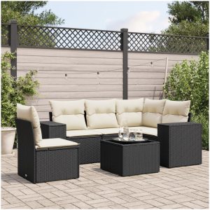 Loungegrupp med dynor 6 delar svart konstrotting vidaXL