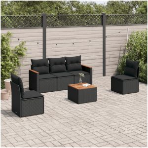 Loungegrupp med dynor 6 delar svart konstrotting vidaXL