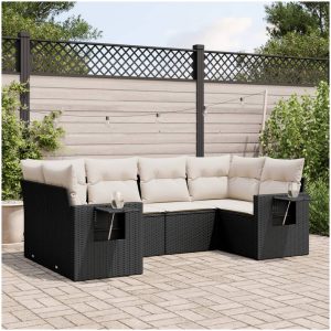 Loungegrupp med dynor 6 delar svart konstrotting vidaXL