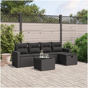 Loungegrupp med dynor 6 delar svart konstrotting vidaXL