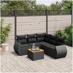 Loungegrupp med dynor 6 delar svart konstrotting vidaXL
