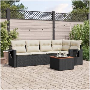 Loungegrupp med dynor 6 delar svart konstrotting vidaXL