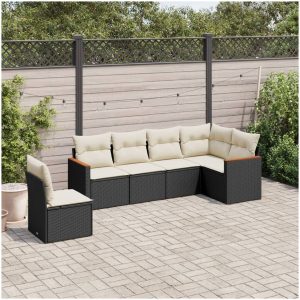 Loungegrupp med dynor 6 delar svart konstrotting vidaXL