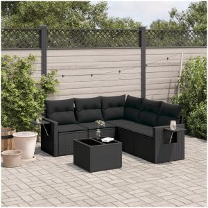Loungegrupp med dynor 6 delar svart konstrotting vidaXL