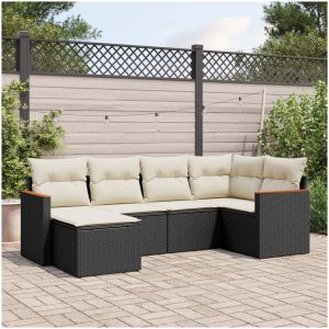 Loungegrupp med dynor 6 delar svart konstrotting vidaXL