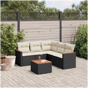 Loungegrupp med dynor 6 delar svart konstrotting vidaXL