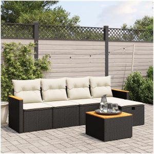 Loungegrupp med dynor 6 delar svart konstrotting vidaXL