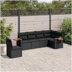 Loungegrupp med dynor 6 delar svart konstrotting vidaXL