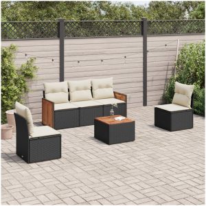 Loungegrupp med dynor 6 delar svart konstrotting vidaXL