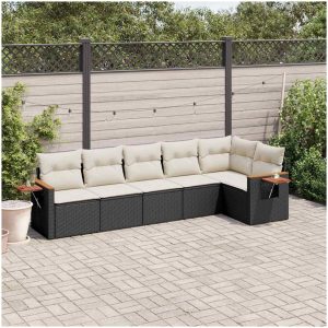 Loungegrupp med dynor 6 delar svart konstrotting vidaXL