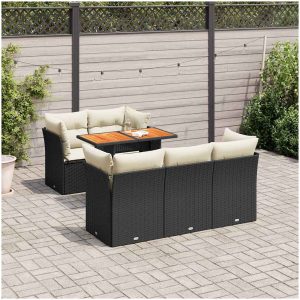 Loungegrupp med dynor 6 delar svart konstrotting vidaXL