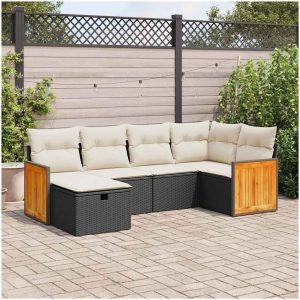 Loungegrupp med dynor 6 delar svart konstrotting vidaXL