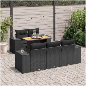 Loungegrupp med dynor 6 delar svart konstrotting vidaXL