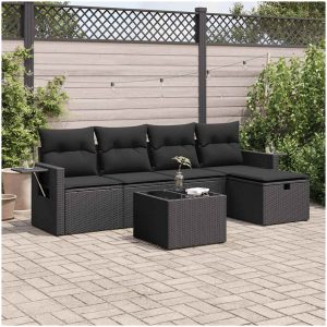 Loungegrupp med dynor 6 delar svart konstrotting vidaXL