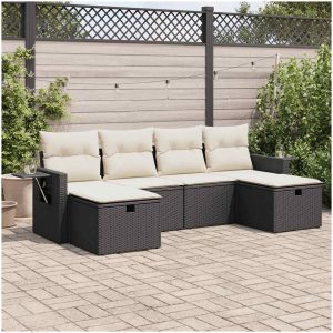 Loungegrupp med dynor 6 delar svart konstrotting vidaXL