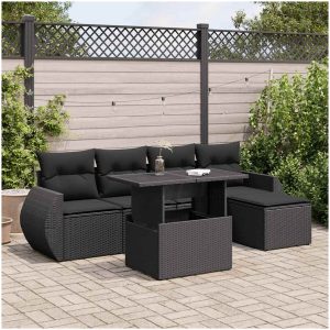 Loungegrupp med dynor 6 delar svart konstrotting vidaXL