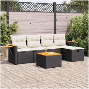 Loungegrupp med dynor 6 delar svart konstrotting vidaXL