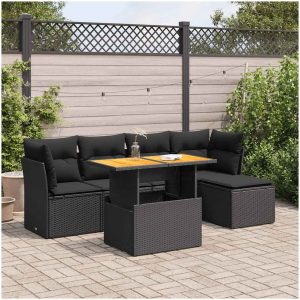 Loungegrupp med dynor 6 delar svart konstrotting vidaXL