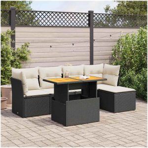 Loungegrupp med dynor 6 delar svart konstrotting vidaXL