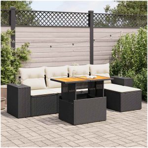 Loungegrupp med dynor 6 delar svart konstrotting vidaXL