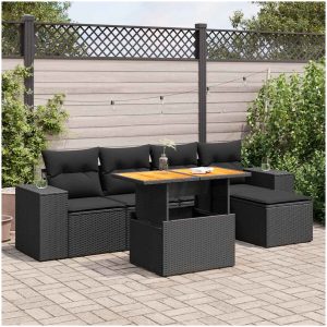 Loungegrupp med dynor 6 delar svart konstrotting vidaXL