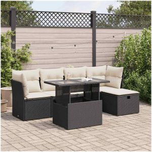 Loungegrupp med dynor 6 delar svart konstrotting vidaXL