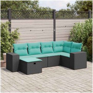 Loungegrupp med dynor 6 delar svart konstrotting vidaXL