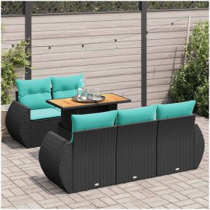 Loungegrupp med dynor 6 delar svart konstrotting vidaXL