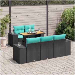 Loungegrupp med dynor 6 delar svart konstrotting vidaXL