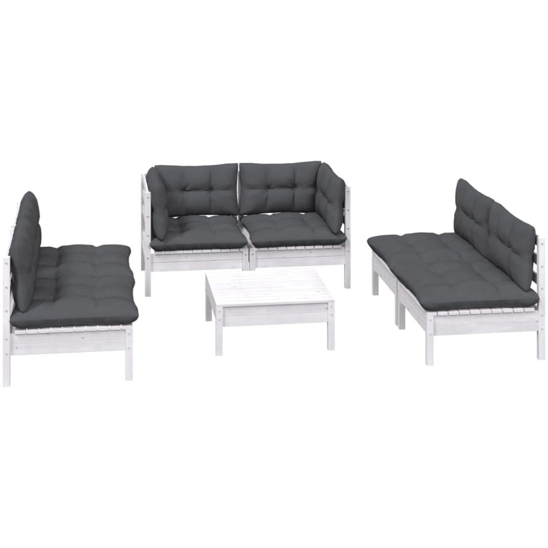 Loungegrupp med dynor 7 delar massiv furu vidaXL – bild 3