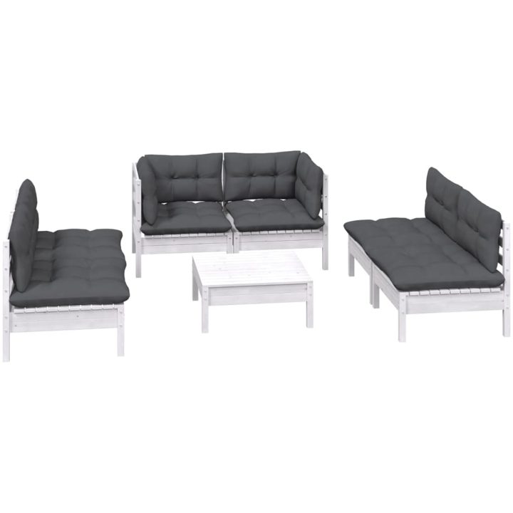 Loungegrupp med dynor 7 delar massiv furu vidaXL – bild 3
