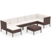 Loungegrupp med dynor 8 delar konstrotting brun vidaXL – miniatyr 2