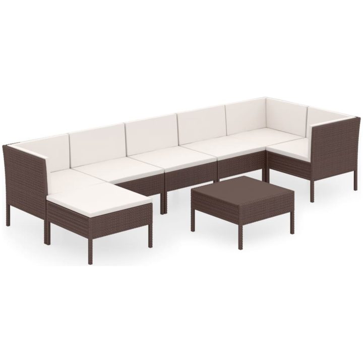 Loungegrupp med dynor 8 delar konstrotting brun vidaXL – bild 2