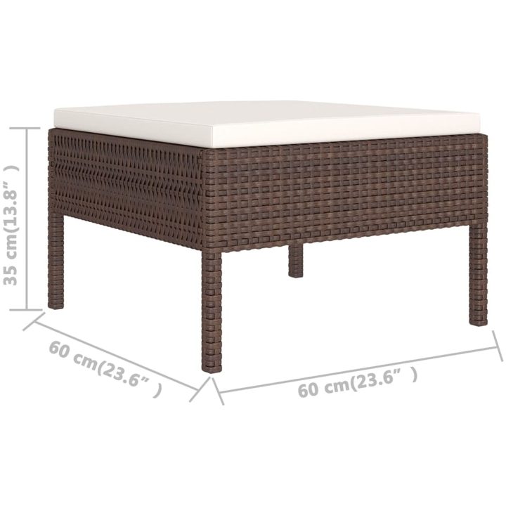 Loungegrupp med dynor 8 delar konstrotting brun vidaXL – bild 7