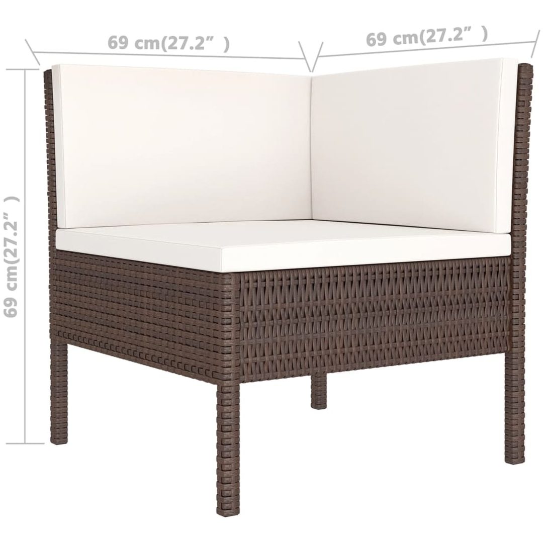Loungegrupp med dynor 8 delar konstrotting brun vidaXL – bild 9
