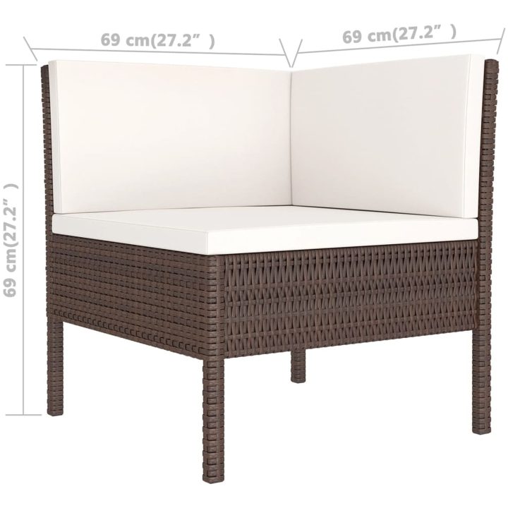 Loungegrupp med dynor 8 delar konstrotting brun vidaXL – bild 9