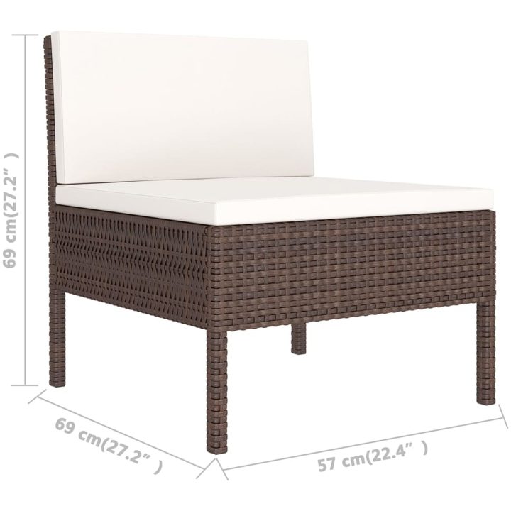 Loungegrupp med dynor 8 delar konstrotting brun vidaXL – bild 10