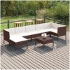 Loungegrupp med dynor 8 delar konstrotting brun vidaXL – miniatyr 1