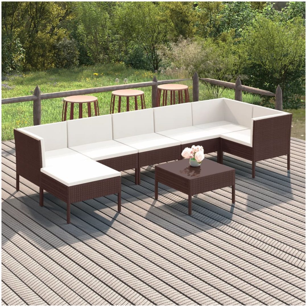 Loungegrupp med dynor 8 delar konstrotting brun vidaXL