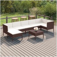 Loungegrupp med dynor 8 delar konstrotting brun vidaXL