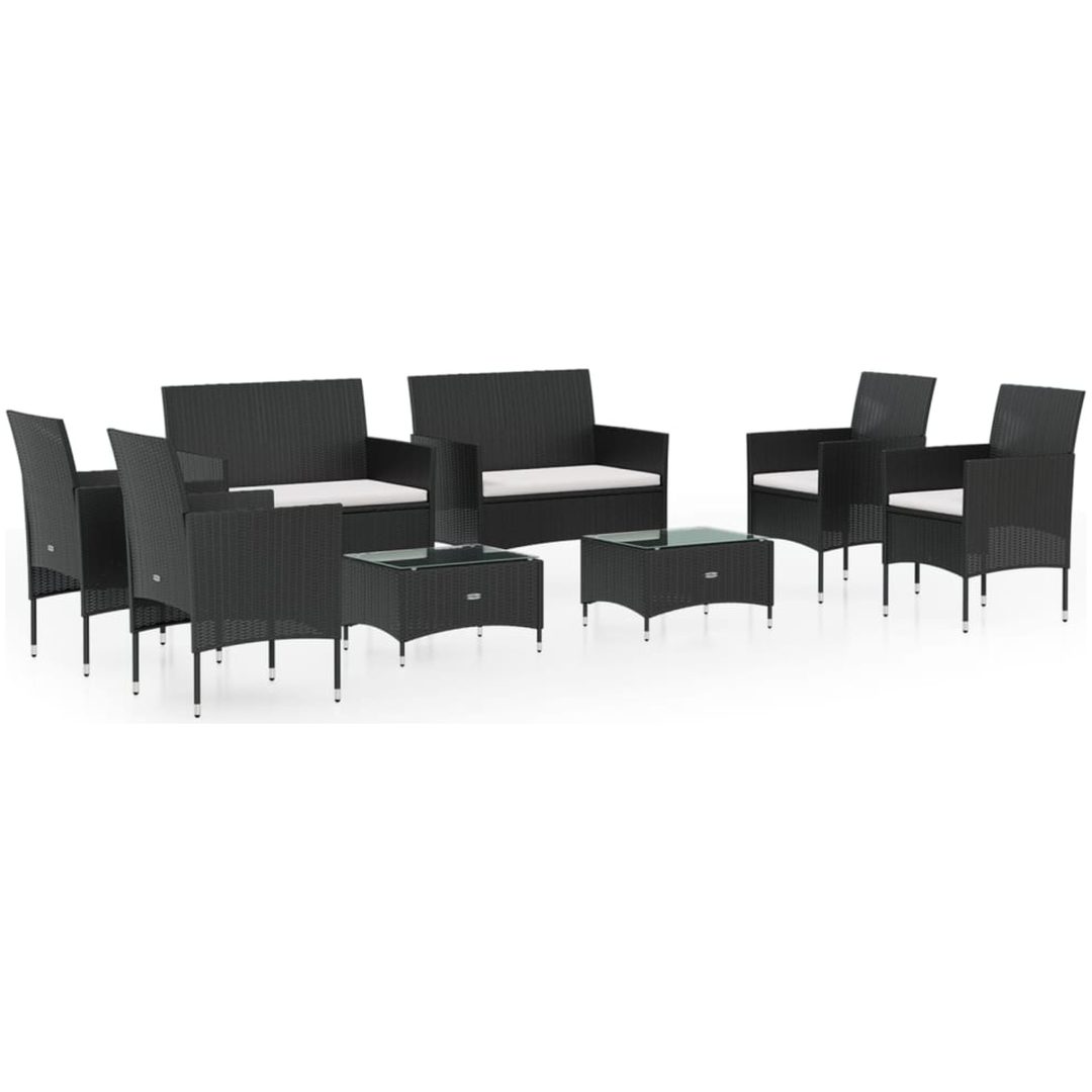 Loungegrupp med dynor 8 delar konstrotting svart vidaXL – bild 2