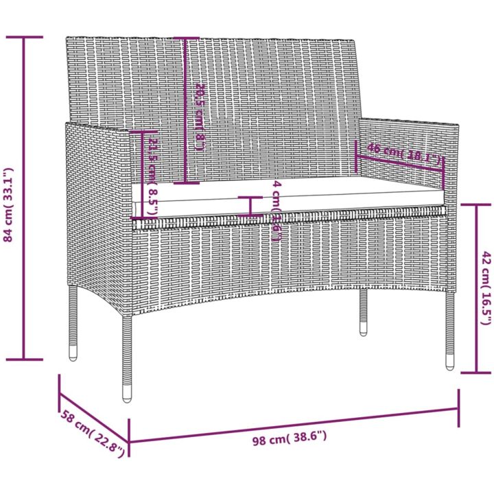 Loungegrupp med dynor 8 delar konstrotting svart vidaXL – bild 11