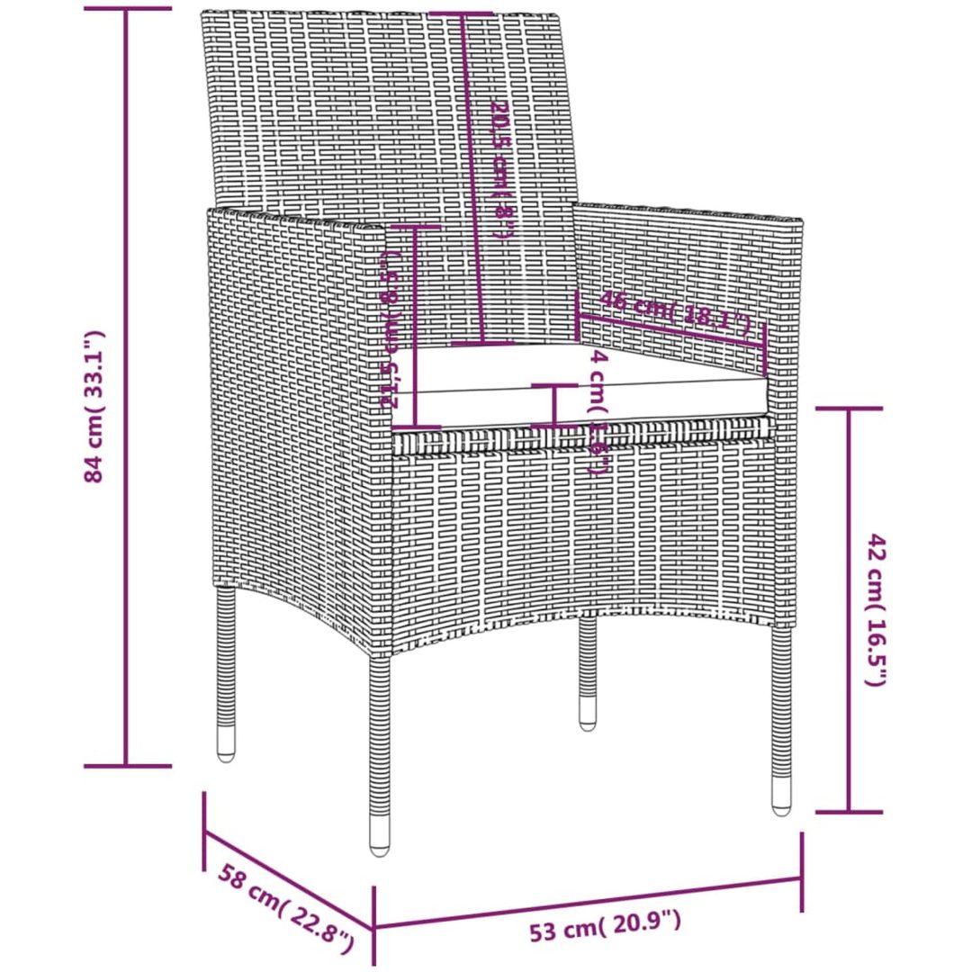 Loungegrupp med dynor 8 delar konstrotting svart vidaXL – bild 12