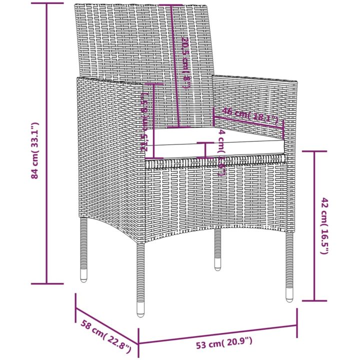 Loungegrupp med dynor 8 delar konstrotting svart vidaXL – bild 12