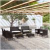 Loungegrupp med dynor 8 delar konstrotting svart vidaXL – miniatyr 1