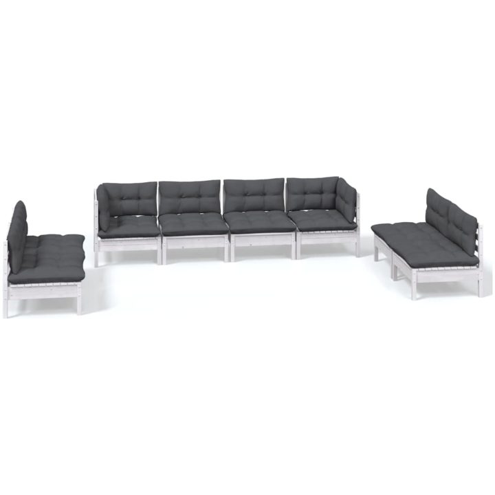 Loungegrupp med dynor 8 delar massiv furu vidaXL – bild 2