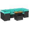 Loungegrupp med dynor 8 delar svart konstrotting vidaXL – miniatyr 2