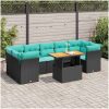 Loungegrupp med dynor 8 delar svart konstrotting vidaXL – miniatyr 1