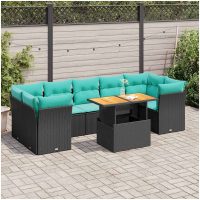 Loungegrupp med dynor 8 delar svart konstrotting vidaXL