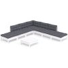 Loungegrupp med dynor 8 delar vit massiv furu vidaXL – miniatyr 2
